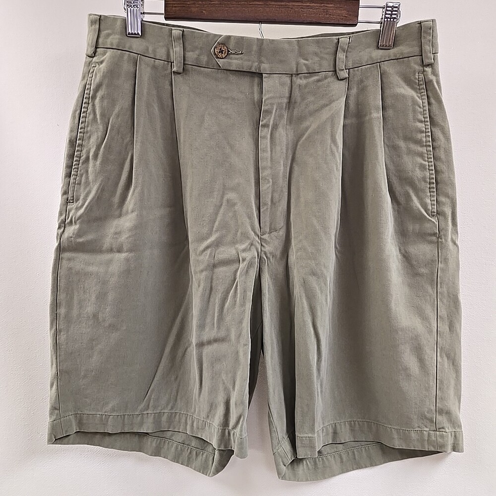 Jos. A. Bank 100% Silk Chino Shorts Mens Size 34R Tan Pleated Front